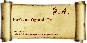 Hofman Agenór névjegykártya